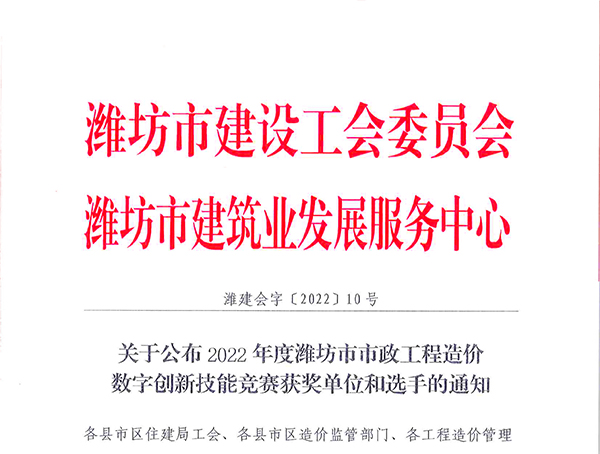 喜讯|宏嘉荣获“潍坊市技能竞赛团体一等奖”